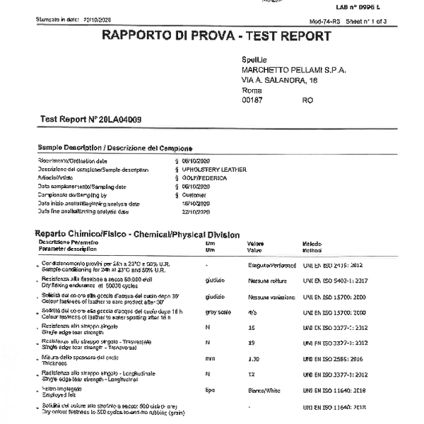 skora -  test raport chemiczny